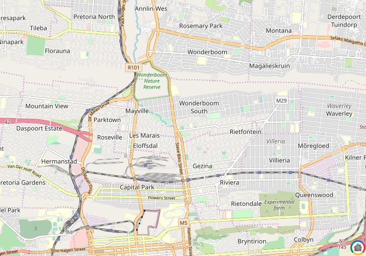 Map location of Wonderboom South
